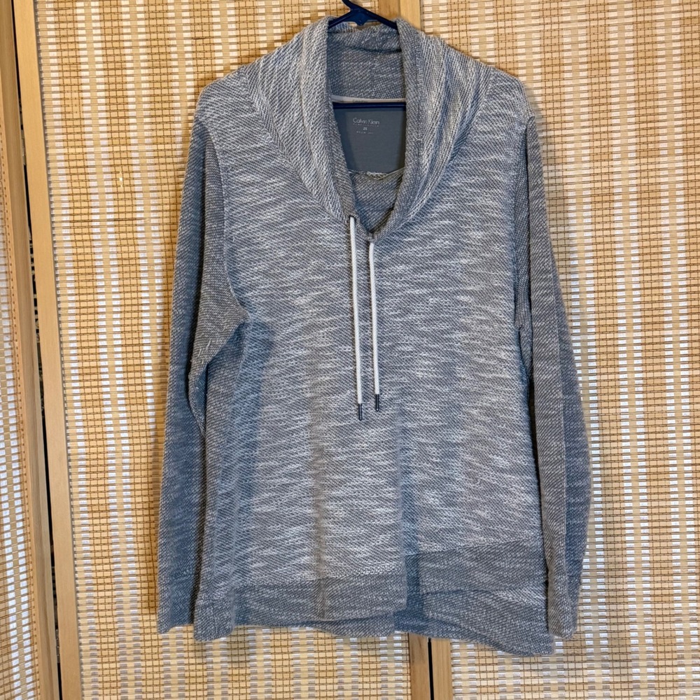 Calvin Klein Performance Womens 2X Grey Cowl Neck Pullover Sweatshirt Marled